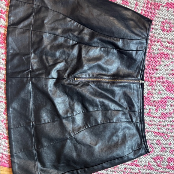 Anthro Black Leather Skirt - Picture 3 of 8